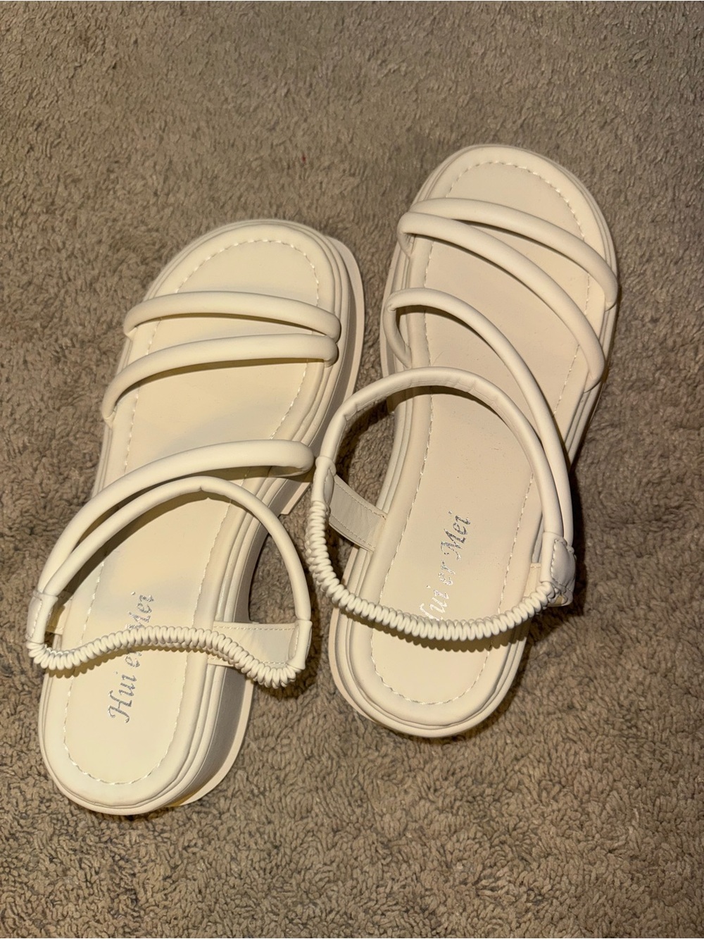 White Strappy Elastic Back Sandals